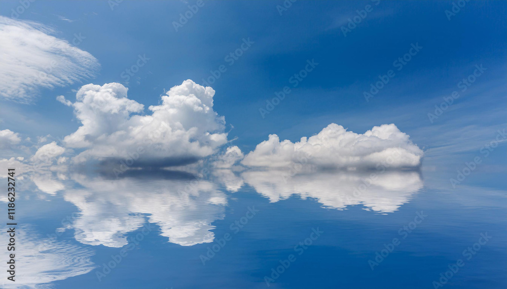 Blue Sky and Clouds Reflecting in Water and Copy Space Blue Sky and Clouds Reflecting in Water and Copy Space