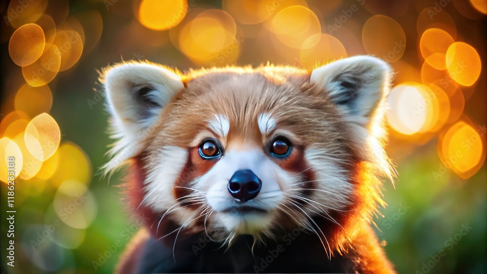 Close-up of an adorable red panda, bokeh background. Fuzzy, cute wildlife portrait. Close-up of an adorable red panda, bokeh background. Fuzzy, cute wildlife portrait.
