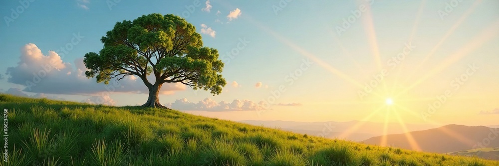 Fototapeta premium A single tree branch stretching towards the horizon, horizon, landscape
