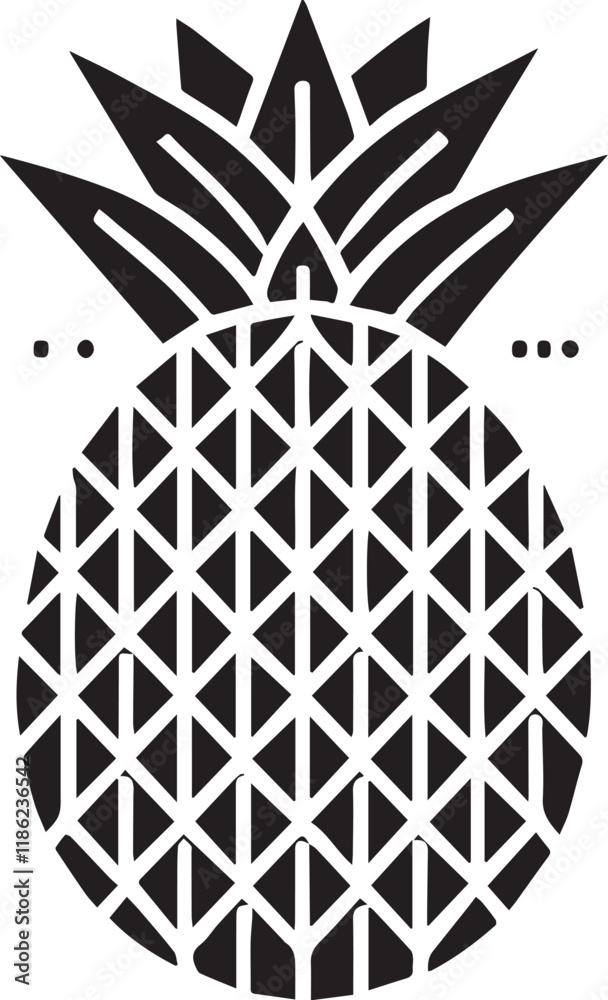 Fototapeta premium A pineapple is drawn in black and white. The pineapple is the main focus of the image, and it is the only object that is drawn in color