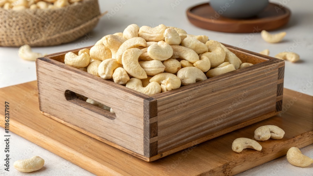 Wooden Box of Cashews High Angle Food Photography, Cashew Nuts in Wooden Crate, Close Up,Still Life, Food Styling Cashew, Nuts Wooden Box of Cashews High Angle Food Photography, Cashew Nuts in Wooden Crate, Close Up,Still Life, Food Styling Cashew, Nuts