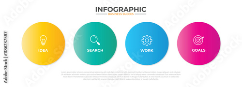 Vector Infographic design with icons and 4 options or steps. Infographics for business concept. Can be used for presentations banner, workflow layout, process diagram, flow chart, info graph