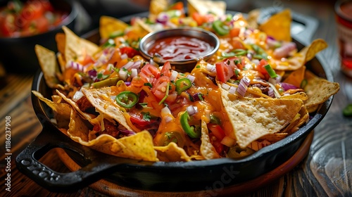 Wallpaper Mural Delicious Nachos Topped With Cheese And Salsa Torontodigital.ca
