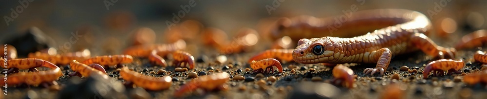 Obraz premium multitude of small brown slithering creatures, crawling, small, ground