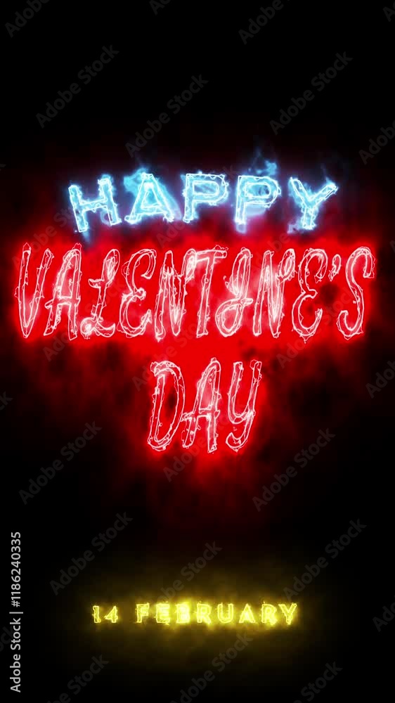 Happy Saint Valentine day neon text celebration social media background