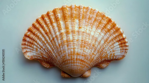 Detailed close-up of a large seashell showcasing intricate patterns and color...