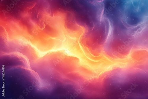 ethereal cloudscape with swirling auroralike formations in vibrant sunset colors creating dreamlike atmospheric abstract background photo