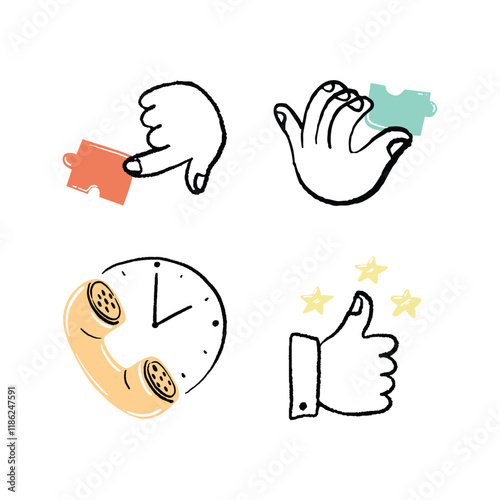 Playful brushstrokes marketing stickers and icons