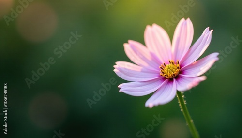Delicate pinkish-white petals unfolding on a slender stem, tender, Malva, nature