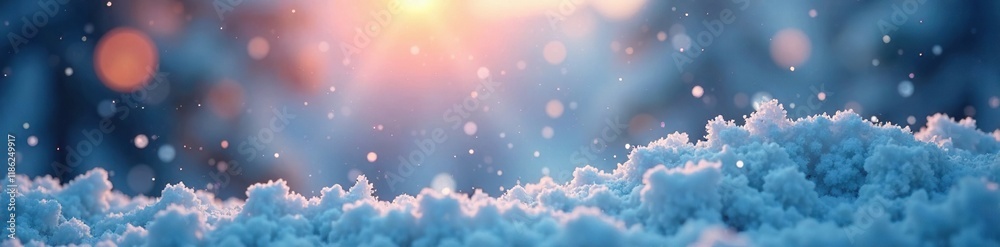 Snowflake-filled winter sky with soft bokeh light, , snow, cold Snowflake-filled winter sky with soft bokeh light, , snow, cold