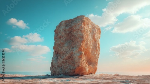 Remarkable rock formation against a backdrop of clouds during the golden hour