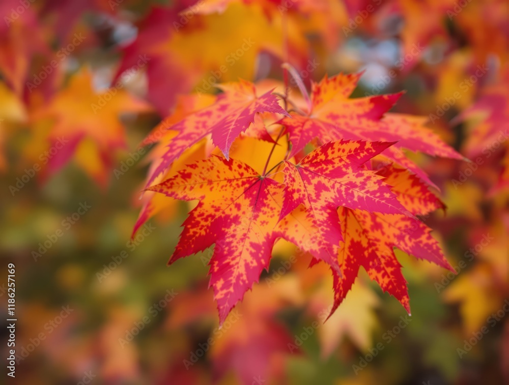 Autumn Maple Leaves: Vibrant Red and Orange Fall Foliage Close-Up Autumn Maple Leaves: Vibrant Red and Orange Fall Foliage Close-Up