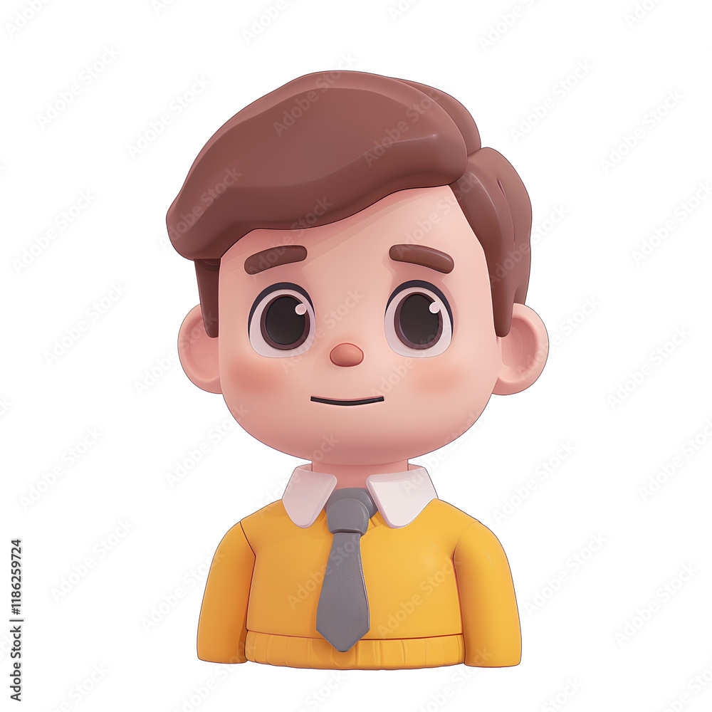 cute male teacher icon, a simple figure with no background and pure white space around the character, in a flat style with simple lines