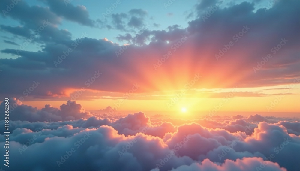 Soft orange and yellow tones blend with blue on a cloudy horizon at dusk, sky, clouds, soft focus Soft orange and yellow tones blend with blue on a cloudy horizon at dusk, sky, clouds, soft focus