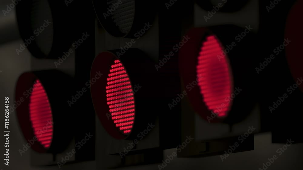 Start lights of racing event. LED signals indicating start sequence at circuit