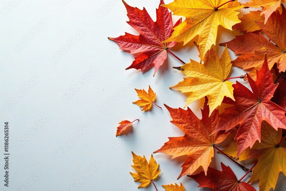 Fading leaves of deciduous tree on a grayish-white surface, , foliage Fading leaves of deciduous tree on a grayish-white surface, , foliage