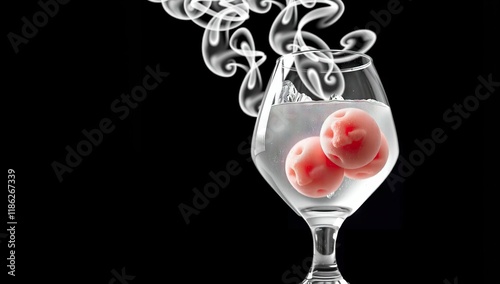red wine in wine glass on black background. Generative AI