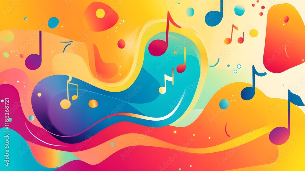 Fototapeta premium Abstract Colorful Music Notes Design Background
