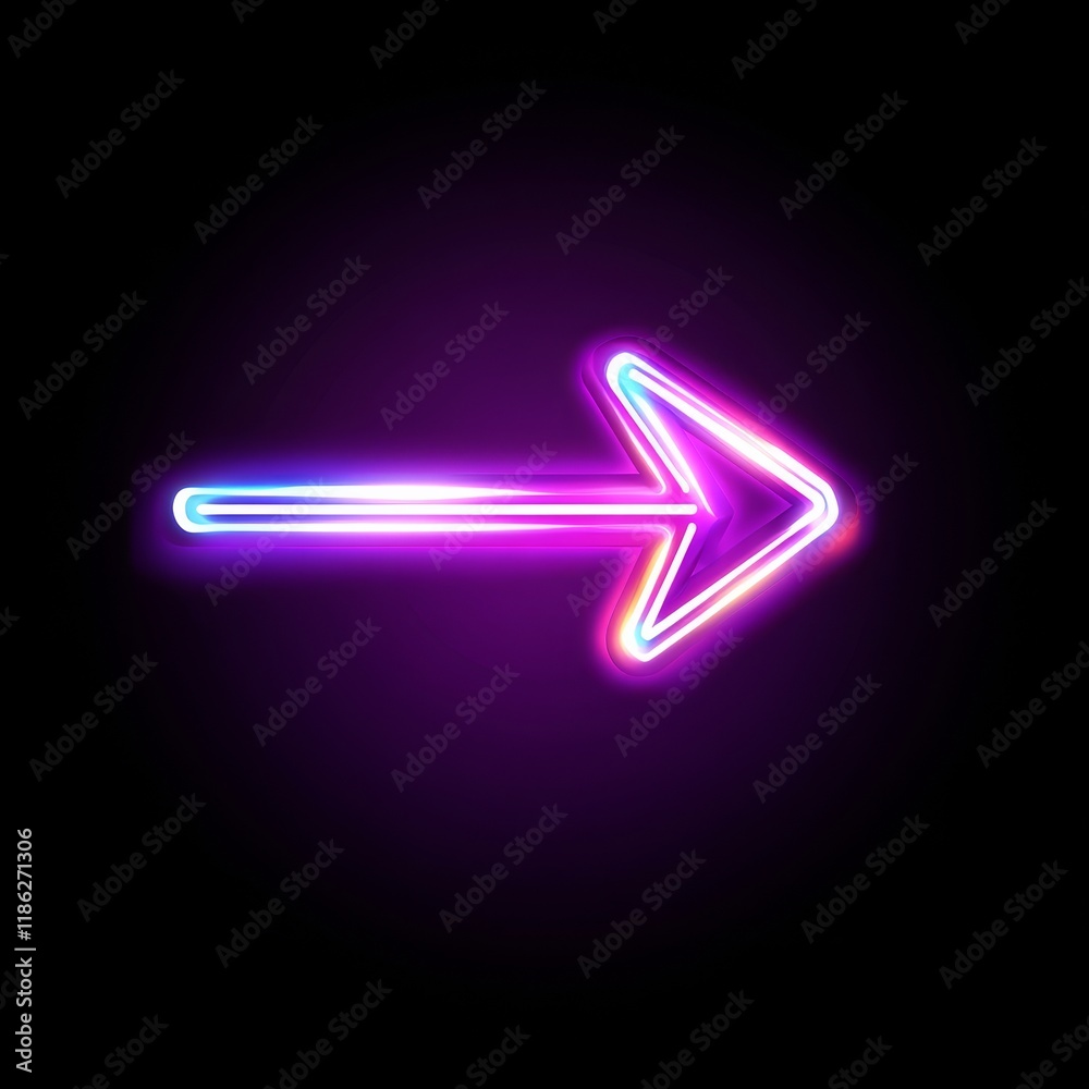 A vibrant neon arrow pointing right against a black background, showcasing a blend of purple and blue hues. A vibrant neon arrow pointing right against a black background, showcasing a blend of purple and blue hues.