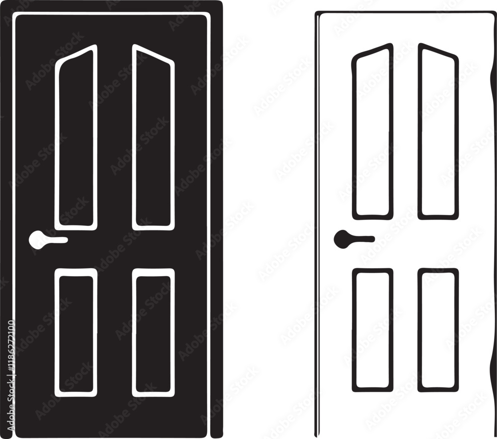 Door icon in solid and stroke style.
Door icon in solid and stroke style.