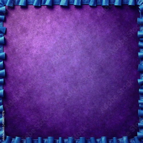 Dark purple grunge texture with blue ribbon trim, grungedecor, moodydecor, bordertrim photo