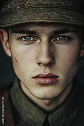 Generative AI, Portrait of a young soldier