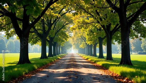 Wallpaper Mural The avenue's tree-lined path is a haven for solitary contemplation, peaceful, landscape, trees Torontodigital.ca