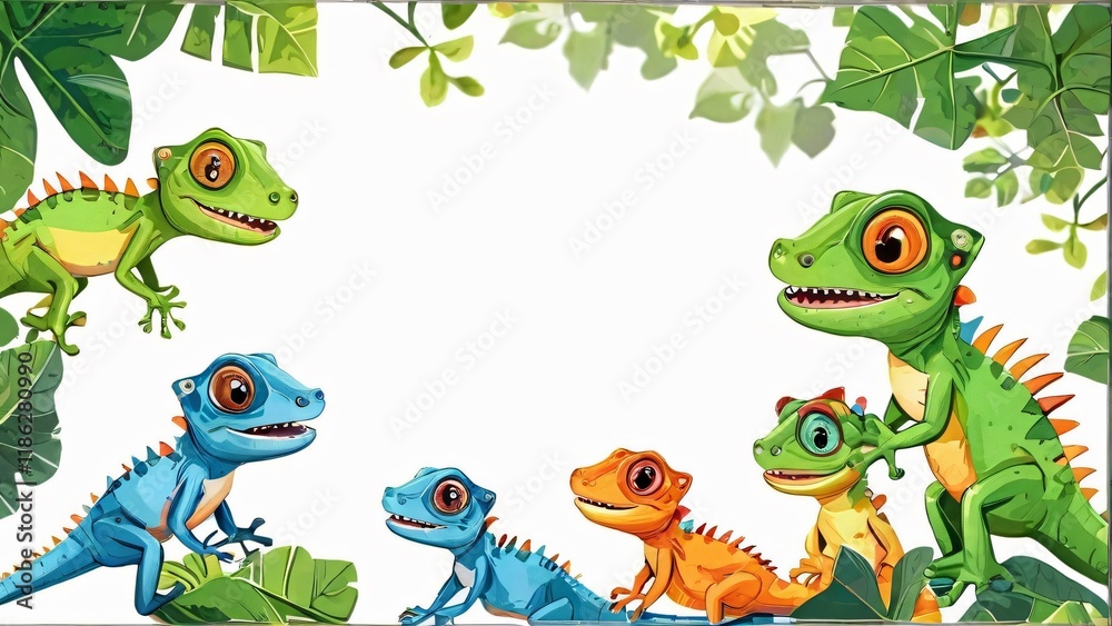 Naklejka premium World Lizard Day: stylish minimalistic background with lizards