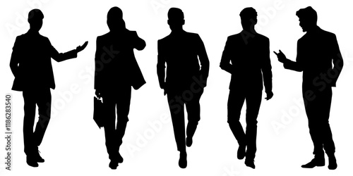 Vector Silhouette of Man standing in different poses.