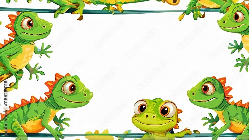 Obraz premium World Lizard Day: stylish minimalistic background with lizards