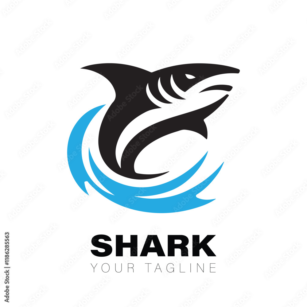 Fototapeta premium Shark Logo. Shark Logo Black and White, Shark Logo Design, Creative Shark Logo Images. Shark Logo Vector Design on White Background