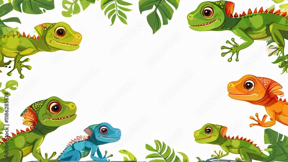Fototapeta premium World Lizard Day: stylish minimalistic background with lizards