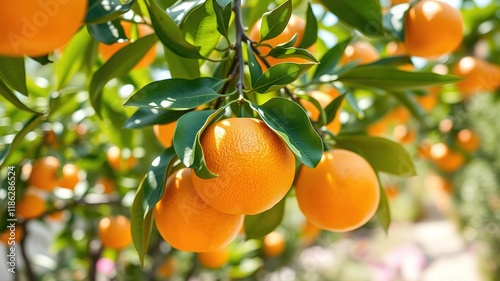 Fresh Oranges on Citrus Tree - Garden Scene - Vibrant Photorealistic