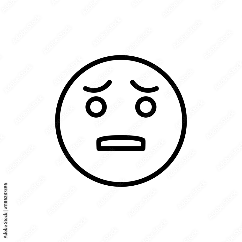 Anguished emoji icon Thin vector set
