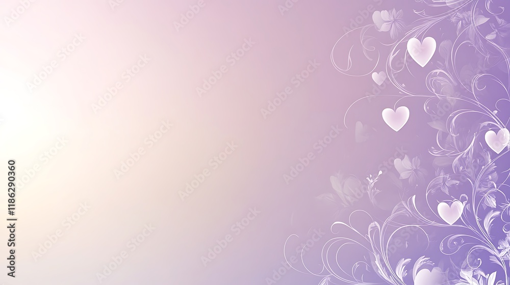 Lavender Floral Background With Delicate Hearts Lavender Floral Background With Delicate Hearts