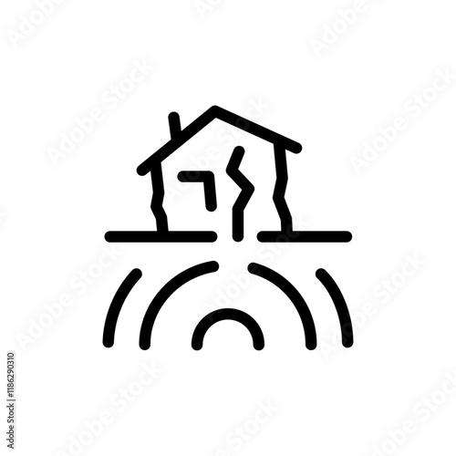 Earthquake icon Thin vector set