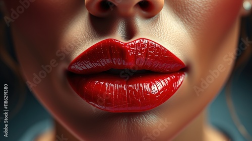 Red Cracked Lips AI Photo - Dry, Vivid, Deep Mood photo