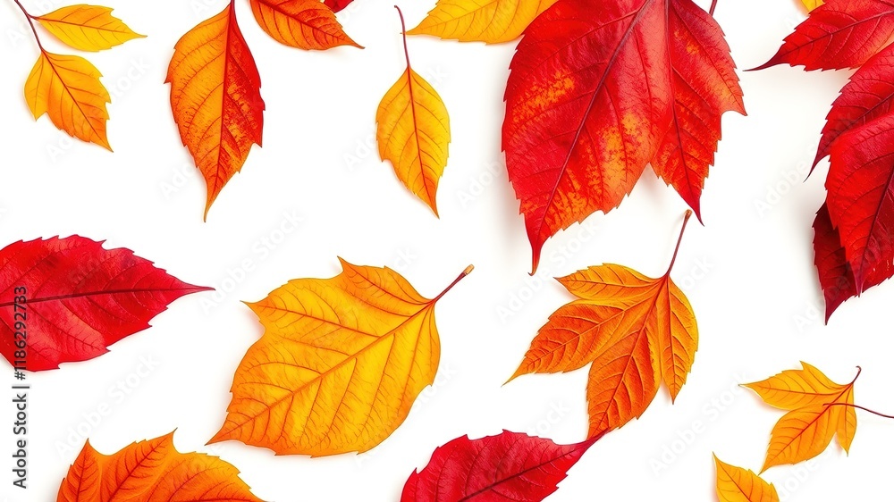 Watercolor Autumn Leaves Graphic Design AI Art - White Background, Sharp Colors Watercolor Autumn Leaves Graphic Design AI Art - White Background, Sharp Colors