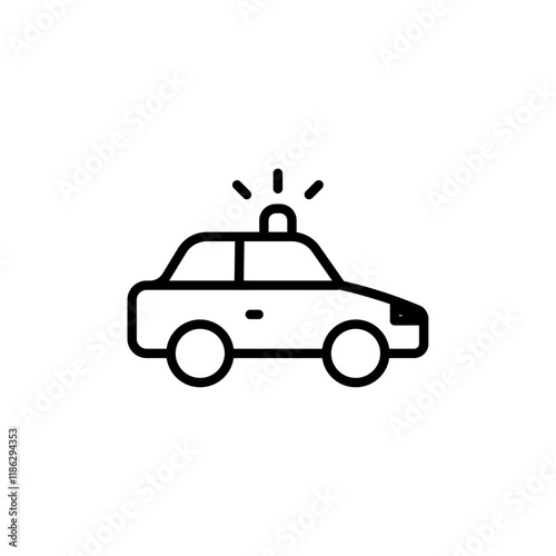 Police car icon Thin vector set