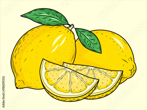 Hand-Drawn Lemon Citrus Fruit Sketch Vector Illustration. Vegan-Friendly Lemon Ingredient Collection Isolated on White Background. Citrus Fruit Set.