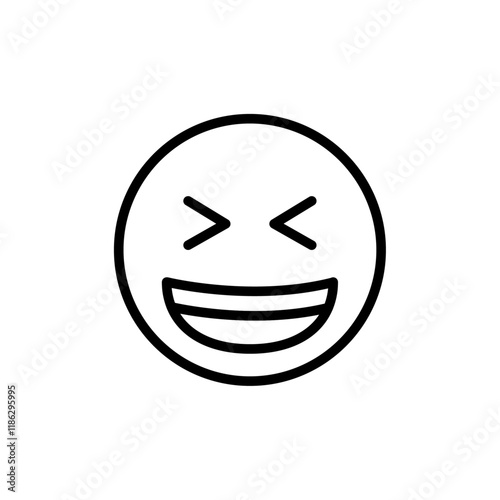 Squinting emoji icon Thin vector set