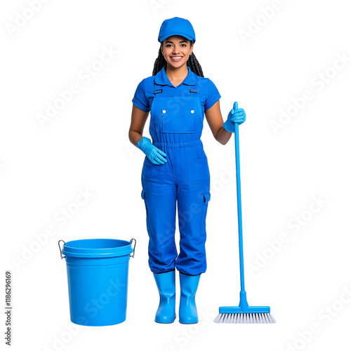 person with mop