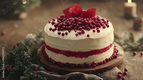 Wallpaper Mural A white cake with red frosting and berries on top Torontodigital.ca