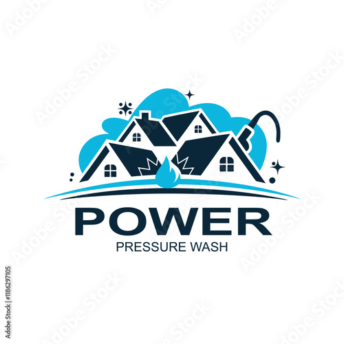 Professional pressure washing house logo design