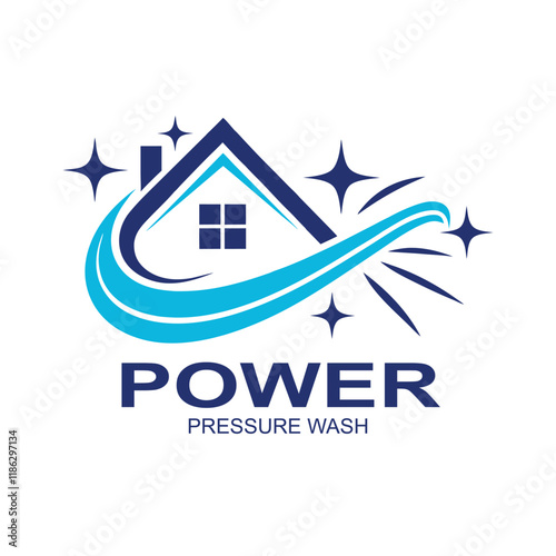 Professional pressure washing house logo design