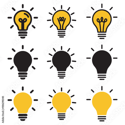 Light bulb icon set vector on white background 