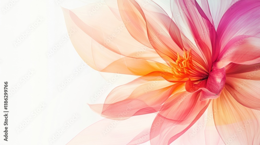 Fototapeta premium Flower design for a background, with vibrant petals and gentle gradients blending seamlessly into a clean white canvas --ar 16:9 --v 6.1 Job ID: adc49487-d7e7-4aaa-b27e-b09322cde106