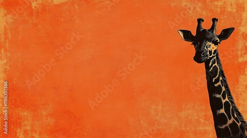 Giraffe portrait on textured orange background. photo