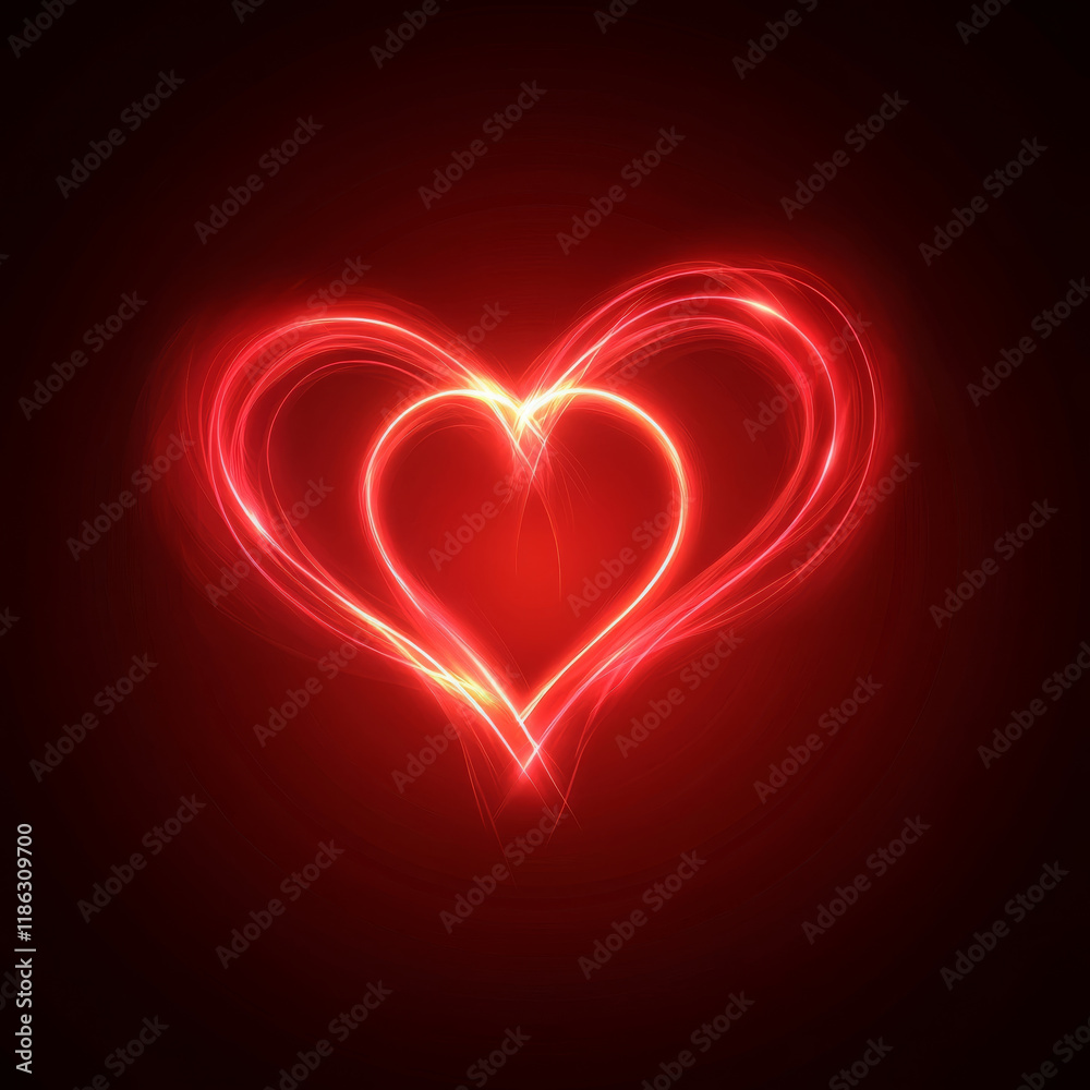 glowing red heart symbol with intertwined light trails, representing love and passion. This vibrant design evokes feelings of warmth and affection glowing red heart symbol with intertwined light trails, representing love and passion. This vibrant design evokes feelings of warmth and affection