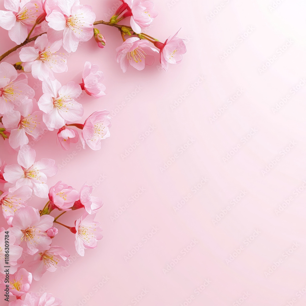Blooming cherry blossoms on soft pink background create serene and delicate atmosphere, perfect for spring themes and floral designs Blooming cherry blossoms on soft pink background create serene and delicate atmosphere, perfect for spring themes and floral designs